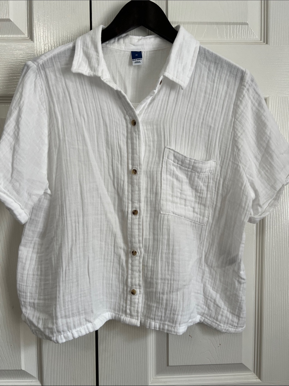 Old Navy White Cotton Gauze Button-Front Shirt